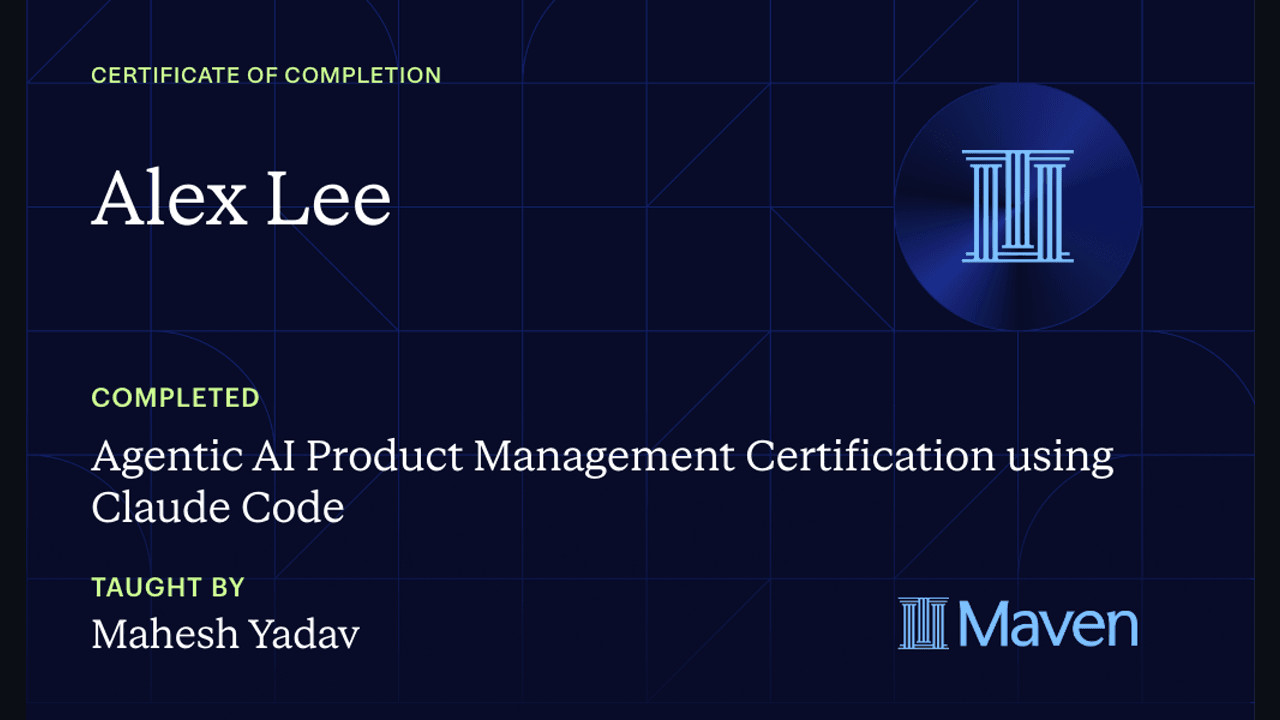 Agentic AI Product Management certificate