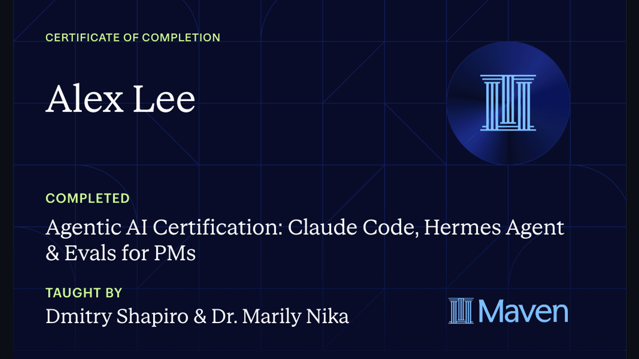 Agentic AI Certification certificate